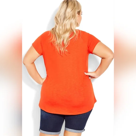 NWT - Avenue Bright Orange V-Neck Top – Plus Size 22/24 - Picture 2 of 12